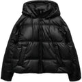 Black Faux Leather Puffer Jacket